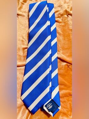 Charles Tyrwhitt Men's Tie Blue & White Diagonal Stripe 100% Silk